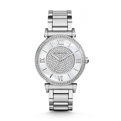 Michael Kors Ladies Catlin Pavé Silver-Tone Watch MK3355