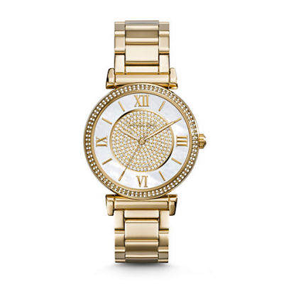 Michael Kors Ladies  Catlin Pavé Gold-Tone Watch MK3332