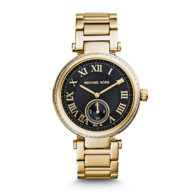 Michael Kors Ladies Skylar Black and Gold-Tone Bracelet Watch MK5989
