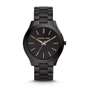 Michael Kors Ladies Slim Runway Black Stainless Steel Watch MK3221