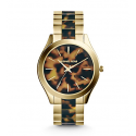  Michael Kors Ladies Slim Runway Tortoise and Gold-Tone Watch MK4284